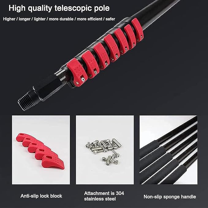 Window Cleaning Pole Photovoltaic Panel Cleaning Tool Extendable Cleaner Conservatory Roof Window Glass Wall Cleaning Water Fed Telescopic Brush Brush Head (Color : 3m/9.8ft Size : 50Cm Bru