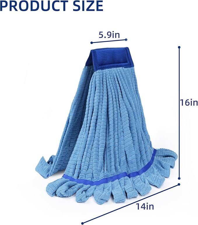 Large Microfiber Tube Mop HeadsHeavy Duty Mop HeadHighly AbsorbentCommercial Mop Head ReplacementWet Mop Heads Replacementfor Hardwood Tile Laminate Floors (Blue Grey Yellow - 6 Pack)