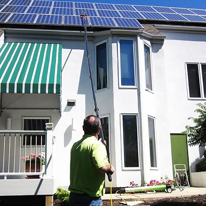 Window Cleaning Pole Outdoor Water Fed Telescopic Brush Water Fed Pole Kit with Hose Solar Panel Cleaning System Outdoor Washing Equipment Tool12FT/3.6M (12FT/3.6M)