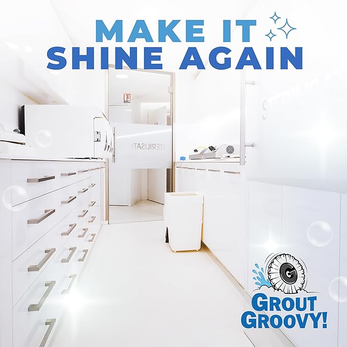 Electric Stand-Up Grout Cleaning Machine – Compact Lightweight Floor Scrubber for Tile Bathroom &amp Kitchen Grout Lines | Easy-to-Use Deep Cleaner for Ceramic &amp Porcelain Tile Floors (Small)