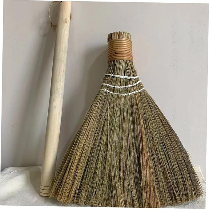 2pcs Handmade Soft Brooms with Detachable Handles Rustic Manual Cleaning Brushes for Indoor and Outdoor Home Use Space-Saving Lightweight Design