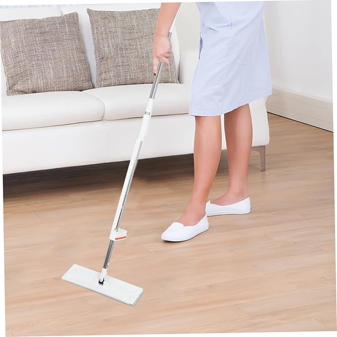 OUNONA Portable Self Squeeze Flat Mop with Reusable Microfiber Pads Household Wet and Dry Cleaning Mop Efficient Self Wringing System for Cleaning