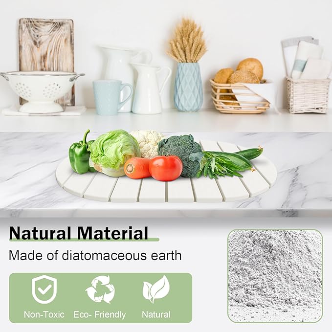 Stone Dish Drying Mat for Kitchen Counter24(L)×16(W) Collapsible Fast-Drying Diatomaceous Earth Mats with Towel Sanding ToolVersatile Stone Drying Mats for Cups Dishes Bottles
