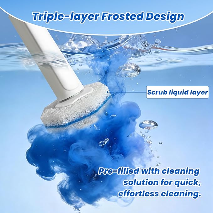 40 Disposable Toilet Brush Refills Srubber Pads Wall Mounted Toilet Bowl Holder Set Toilet Cleaning System Starter Kit Scrubbing Toilet Wand Pads