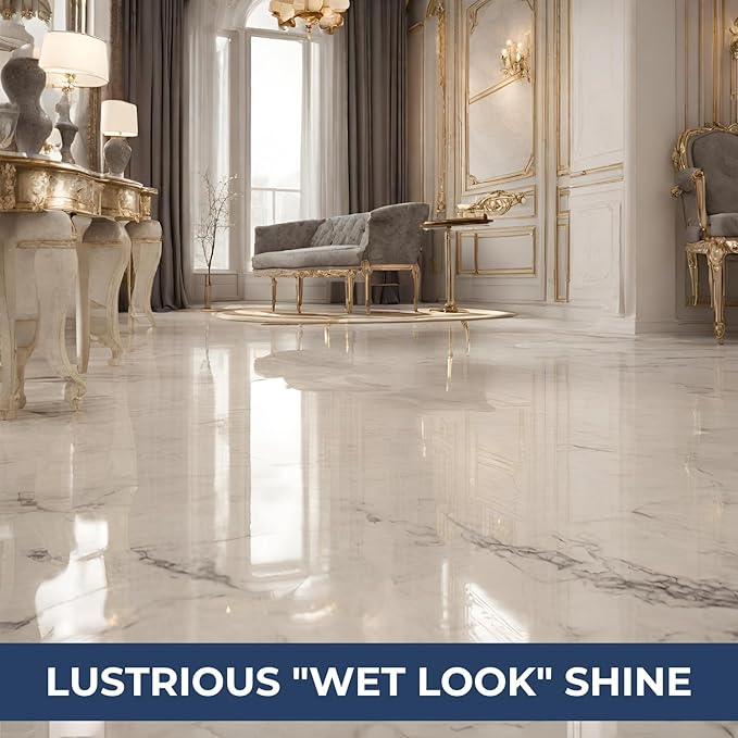 UltraShield Burnishing Formula – Super High Gloss Flooring Protection &amp Enhancement For Commercial and Industrial Floor Tile Wet Look Shine Non Slip Janitorial Supplies (2 x 1 Liter Pack)