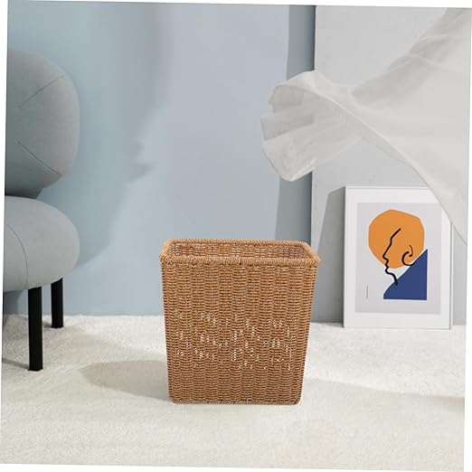 Sosoport Multi Function Storage Basket Wear Resistant Trash Bin for Bedroom Bathroom Kitchen Lightweight Wastebasket Without Lid Decorative Household Organizer and Gift Option