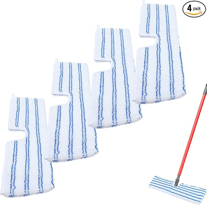 4 Pack Microfiber Mop Pads for O Cedar Mop Replace Head Flip Mop Refills Compatible with O-Cedar Hardwood Floor 'N More Reusable &amp Washable Mop Covers for Dry/Wet Use