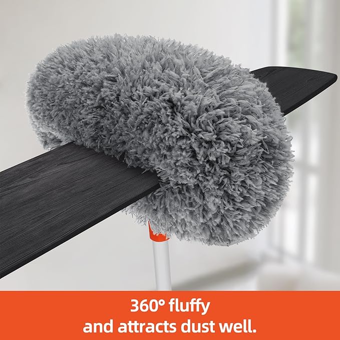 Baseboard Cleaner Tool with Handle Extendable Long Handle Baseboard Cleaning Duster with Reusable Pads for Floorboard Ceiling Fan Blade Cleaner Duster (Gray)