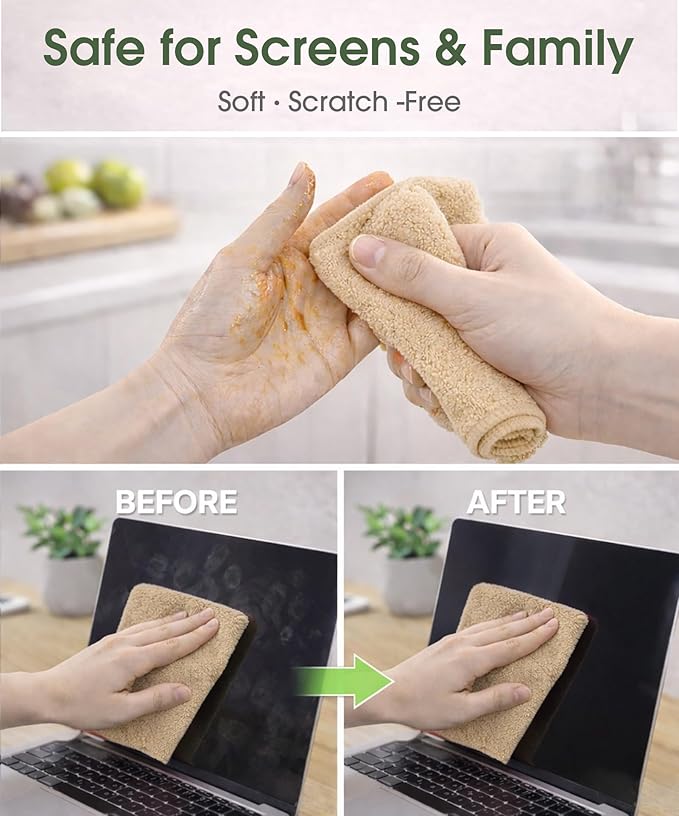 Microfiber Cleaning Cloth Roll - 100 Pack Tear Away Microfiber Paper Towels Reusable Washable Scratch-Free Kitchen Towels for Car Home Kitchen Glass Dishes (Wheat Beige)