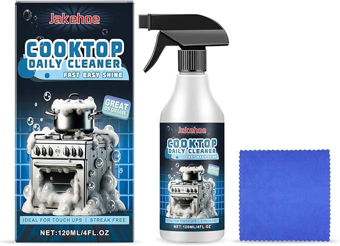 Stove Foam Cleaner Kitchen Grease &amp Stain Remover Home Use No Scratch Leaves Shine - With Cleaning Cloth(3PCS)
