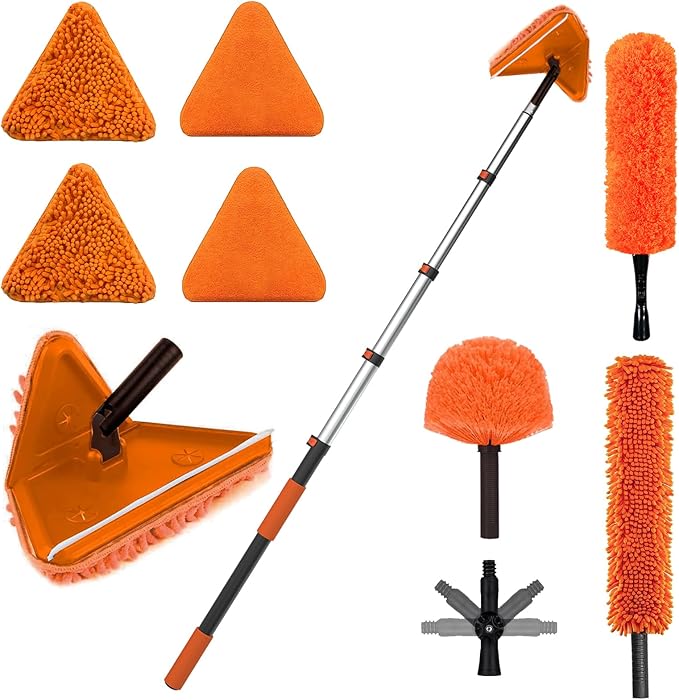20FT Reach Dusters for Cleaning Ceiling Fan Cleaner Duster with Extension Pole Wall and Baseboard Cleaner Mop with Handle for Window Cobweb Fan Blade and High Ceiling