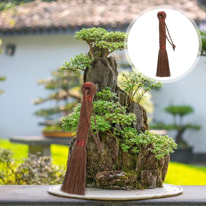 Bonsai Brush Handheld Gardening Brush Palm Fiber Cleaning for Planter Washing Indoor Outdoor Garden Care 5.31X1.18 Inch