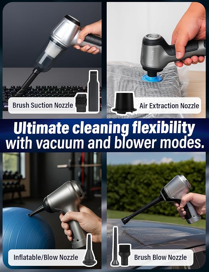 EcoNour 3-in-1 Cordless Handheld Car Vacuum Cleaner – 120W Power 12000Pa High Suction Dual Rechargeable Batteries – Portable Dust Buster for Car Home &amp Pet Hair