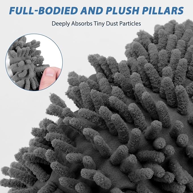 8 Pcs Mop Slippers Socks Floor CleaningMicrofiber Shoe Covers dust Washable Reusable for Woman Man House Kitchen (Dark Grey)