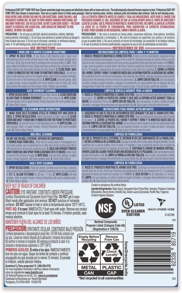 Fume Free Max Oven Cleaner Foam Lemon 24 Oz Aerosol Spray 6/carton
