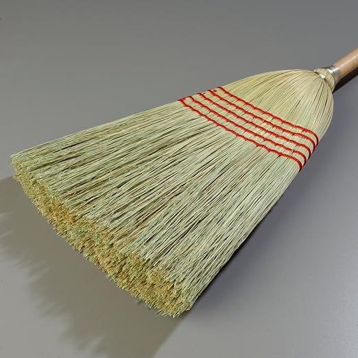 Carlisle FoodService Products 4063400 5 Stitch Janitor Broom Corn Bristles #26 Fill 12 Width x 13 Trim Bristle 56 Overall Length (Case of 6)
