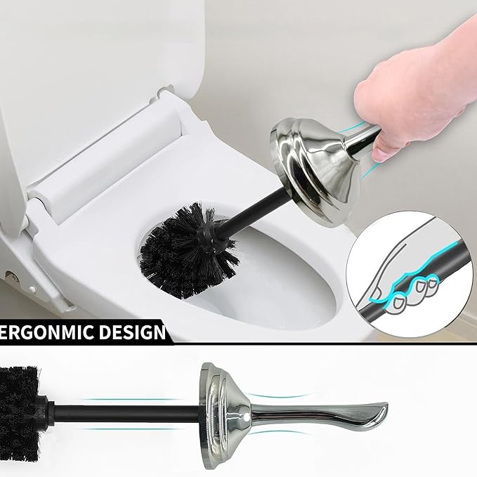 Vince Camuto Toilet Bowl Brush with Holder Durable Bathroom Cleaning Tool Modern Design for Easy Toilet Maintenance Bathroom Cleaner Brush for Efficient Cleaning and Hygiene