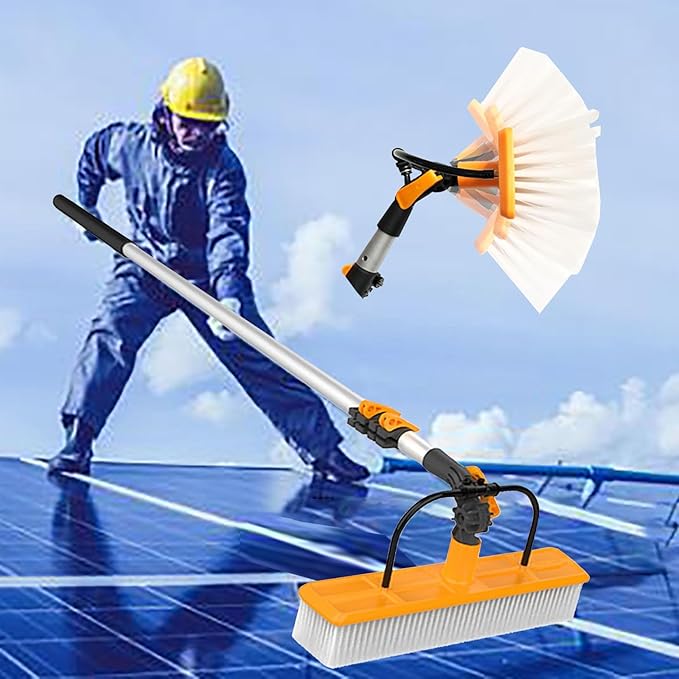 Glass Cleaning Brush Home Water Fed Telescopic Pole Kit Solar Panel Brush Rotating for Photovoltaic Panel30ft Telescopic Water Fed Window Cleaning Kit – Aluminum Pole &amp Brush for Solar Pane