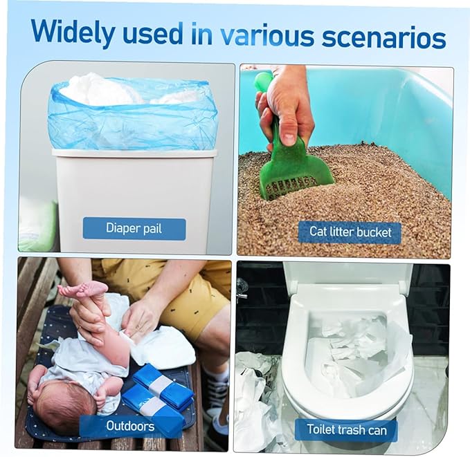 IMIKEYA 5 Rolls Blue Pe Diaper Trash Bags 260mm X 7m Thickened Odor-resistant Disposable Liners for Diaper Pails Household and Outdoor Waste Disposal