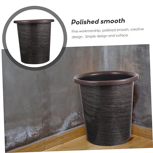 2pcs Modern Kitchen Trash Cans Press Lid Wood Grain Waste Bins Decorative Practical Waste Baskets