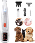 2026 New Pet Precision Trimmer Dog Paw Trimmer with LED Light Low Noise IP68 Waterproof Dual-Speed Motor Suit for Trimming Paw Ear Face Butt Eyebrows USB Rechageble (White Variant)