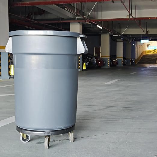 32 Gallon Outdoor Trash Can with Lid and Wheels Removable Wheels and Sturdy Handle Outdoor Trash Can for Outdoors Hospitals Garages Backyards and Yards (Grey)