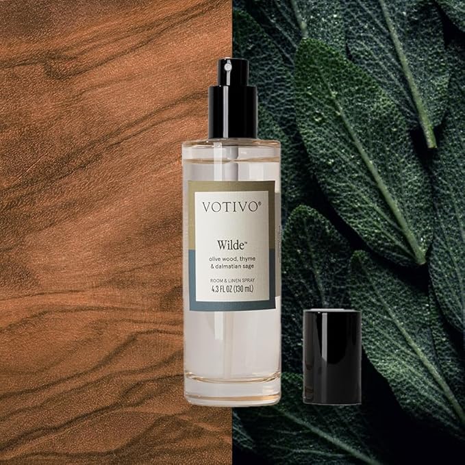 Votivo Wilde 4.3 oz Room &amp Linen Spray | Woody Fall Scented Air Freshener for Linens &amp Living Areas | Premium Long Lasting Fragrance