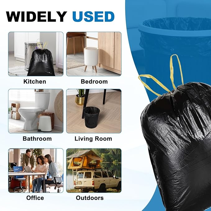 uxcell 160 Count Trash Bags with Drawstring 5.2 Gallon Garbage Bags Unscented Bathroom Trash Can Bin Liners Tear-Free Design for Home Office Kitchen Living Room Bedroom Car Pink