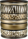 Zahari Home Decorative Trash Can for Bathroom Office &amp Bedroom - 2.1 Gallons Stylish &amp Small Trash Can for Dorms Desktop &amp Restroom - Chic Waste Basket for Compact Spaces Safari Stripes