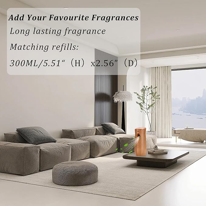 Automatic Air Freshener Spray Dispenser (6-Pack) Free Standing or Wall Mounted Adjustable Aromatherapy Machines for Home Indoor Bathrooms Offices Hotels and Commercial Places (Wood 001)