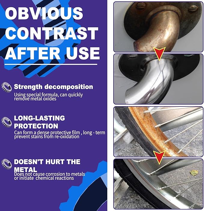 Multi-Purpose Rust Remover &amp Metal Polish Spray For Home Kitchenware Stainless Steel And Cars - Lubricate Protect And Restore Shine(3PCS)