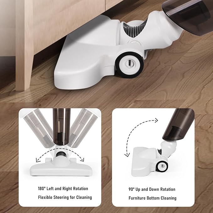 Cordless Vacuum Cleaner 20000Pa Powerful Suction Stick Vacuum for Carpet Pet Hair Hardwood Floors with Crevice Nozzle and Hose