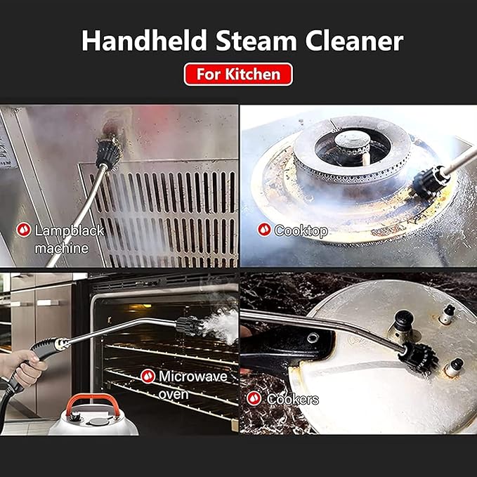 High Pressure Handheld Steam CleanerHigh Temperature Pressurized Steam Cleaning Machine with Brush Heads for Kitchen Furniture Bathroom Car (Color : Orange)