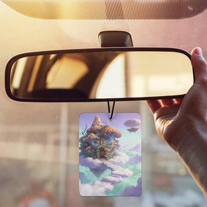5PCS Car Air Freshener Hanging Personalized Double Sided Sky Shroom Hut Car Fresheners Long Lasting New Cars Scents Cute Automotive Freshies for Closets Drawers (tea)