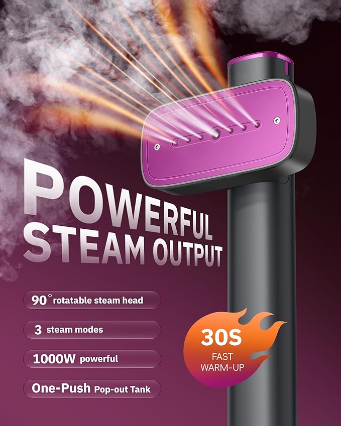 OGHom Steamer for Clothes 110-240V Travel Steamer &amp Iron 2 in 1 1000W Powerful Steam Portable Handheld Garment Wrinkle Remover 30s Fast Heat-Up with Dry &amp 2-Steam Control for Global &amp