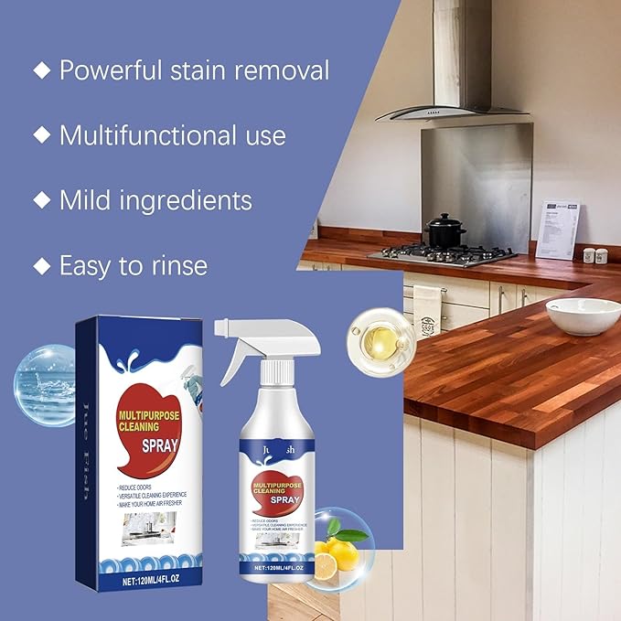 Multi-Purpose Cleaning Spray Heavy Duty Grease &amp Stain Remover For Kitchen Tiles Household Use Concentrated Formula(2PCS)
