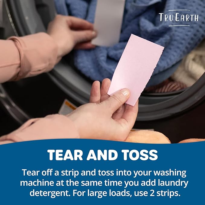 Tru Earth Fabric Softener Strips for Washing Machine Alternative to Fabric Softener Liquid and Pods Fresh Linen Scent Booster Up to 128 Loads Per 64-Count