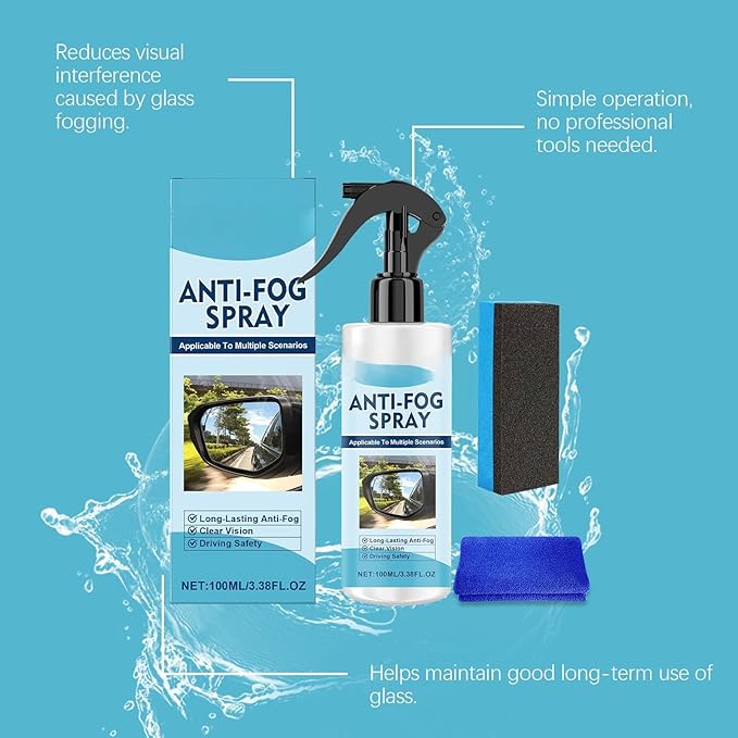 100ml Anti Fog Spray Car Windscreen Demister For Cars &ampTrucks Car Glass Cleaner For Driving Window Cleaner Spray For Glasses Water Repellent Spray For Glass Windscreen Rain Repellent (3)