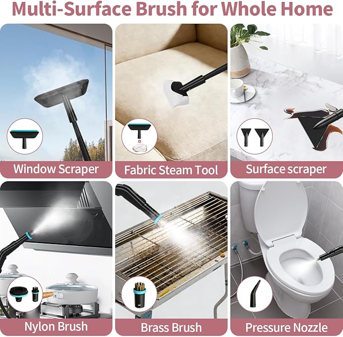 Steam Cleaner for Home &amp Car 3-Level Adjustable Steamer for Cleaning with Temp Display15s Fast Heat1.8L Large Tank 4Bar Powerful Steam for GroutGreaseTileCouchToilet Car DetailingWindows