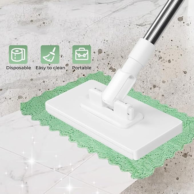 Fregona Antipolvo Desechable Con 10 Paños Reutilizables 39inch Desechable Flat Mop with Disposable Pads Long Handle Wet and Dry Mopping Sweeper Stick Dust with Handle Multi Surface Floor