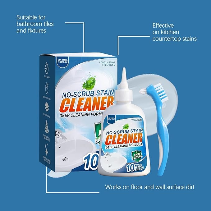 Multipurpose Cleaner Gel - Effective Stain Remover For Bathroom Kitchen Tiles Includes Scrub Brush(2set)
