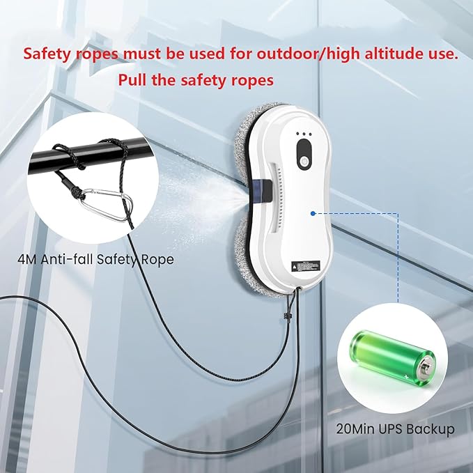 Window Cleaning Robot Window Cleaner Robot Auto Spray Automatic Cleaning with Intelligent Path Planning 5600Pa Suction Power Edge Detection Technology Remote Control