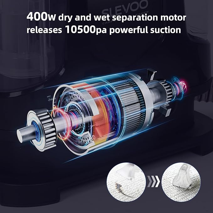 Carpet Cleaner Machine 10.5Kpa Strong Suction 400W Powerful Motor Portable Upholstery Cleaner with Spot and Stain Remover for Pet Accident Rugs Carpet and Upholstery White