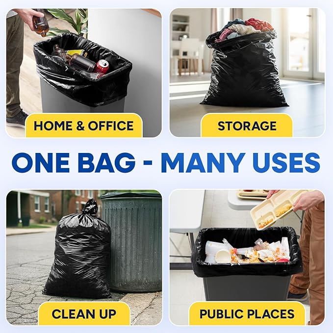 23 Gallon Trash Bags 1 Mil Black Waste Bags Fits Slim Jim 23 Gal Trash Cans 29 x 44 Tall Garbage Trash Can Liners 200 Pack