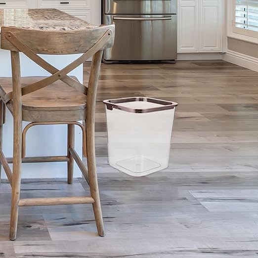 Clear Trash Can Square Wastebasket Plastic Garbage Bin Transparent Rubbish Can Waste Container for Bedroom Kitchen Bathroom Home Office A