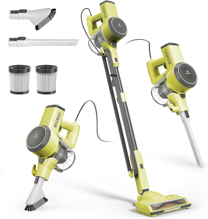 Girnoor Stick Vacuum Cleaner Powerful Stick Vacuum with LED Floor Brush 6-in-1 Self-Standing&ampMulti-Tool Lightweight Handheld Vacuum for Hardwood Floor Carpet Pet HairTT550