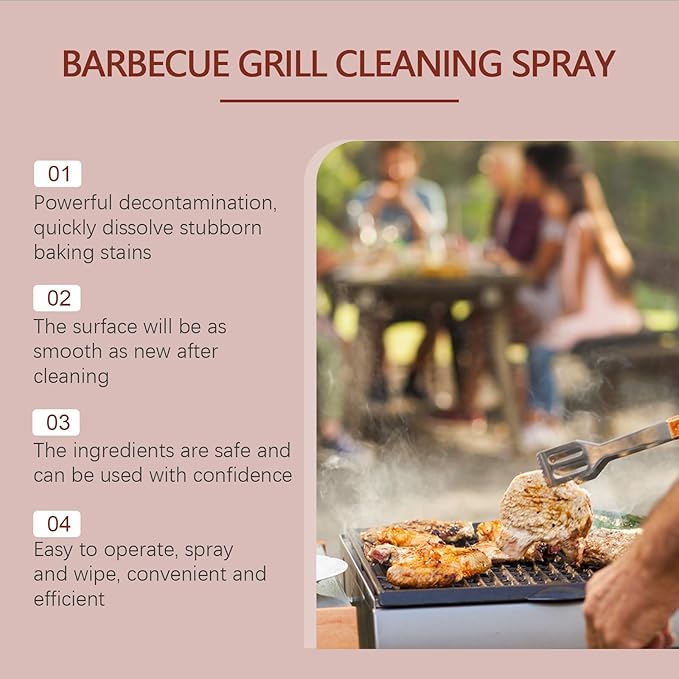 Grill Cleaning Spray Fast-Acting Degreaser For Outdoor Grills Removes Grease &amp Residue Easy To Use Rust Prevention(2PCS)