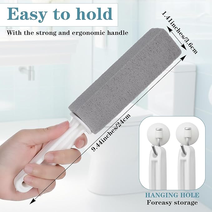 20Pcs Pumice Stone for Cleaning Pumie Scouring Stick with Handle Toilet Stone Brush Block Hard Water Stain Remover for Toilet Bathtubs Sinks Swimming Pools Grills