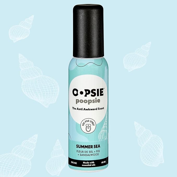 Oopsie Poopsie Pre Poop Spray - 4 Pack Natural Pre Poo Toilet Spray for Bathrooms Trap Odors &amp Eliminate Embarrassment 2oz Travel Size Pre Poo Air Freshener Spray (Variety 4-Pack)