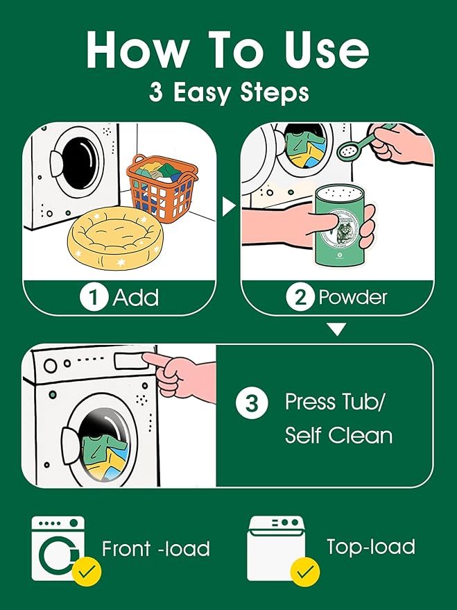 Pet Hair Remover for Laundry - Dog &amp Cat Upgraded Higher Hair Dissolution Detergent + Stain Remover 6-Month Supply HE/Top/Front-Load Compatible Removes Residue &amp Odors Septic Safe